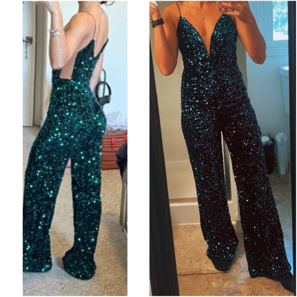 Luxe Sequin Wide Leg High Waisted Cami Jumpsuit - Picture 6 of 6